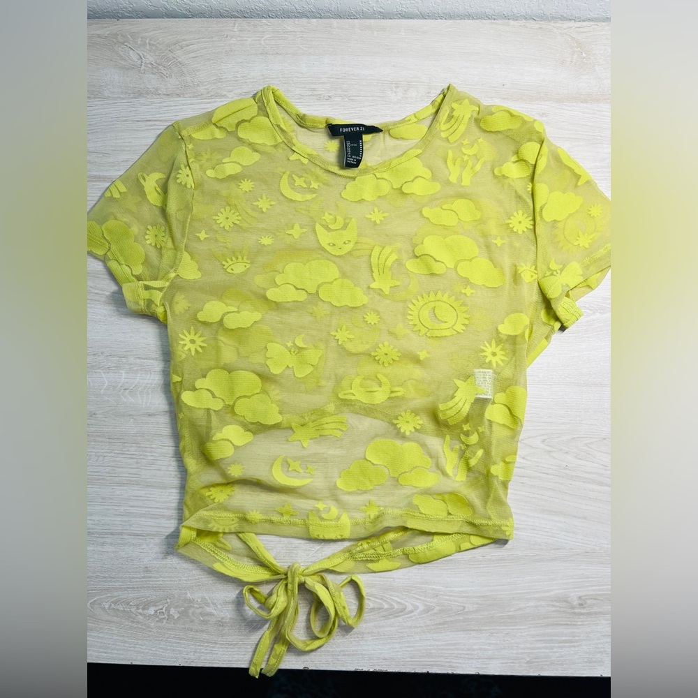 See through patterned green shirt from Forever 21